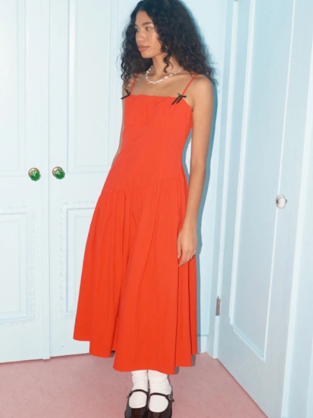 NWT Lisa Says Gah Meg Dress in Candy Red | Size XL | Spaghetti Strap Midi - Picture 5 of 7